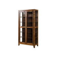 VITRINE Sheesham 100x45x195 braun lackiert ANCONA #116 - Braun, Holz (100/195/45cm) - Massivmoebel24
