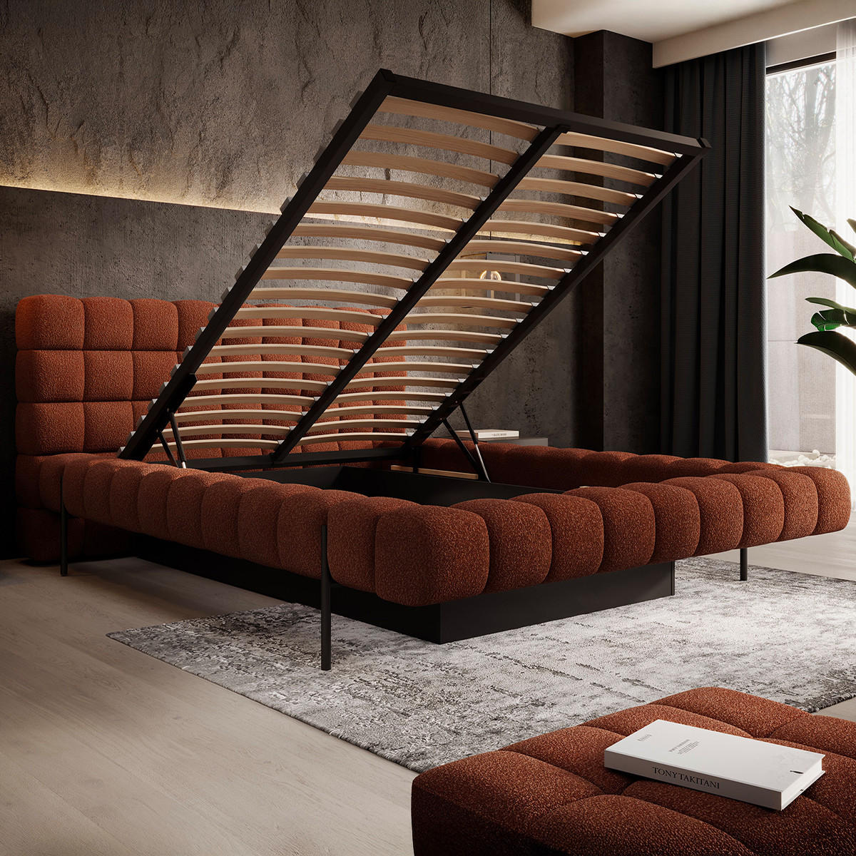 BOXBETT 180/200 Ezio Ziegel - Orange, Holz (180/200cm) - Petits-meubles