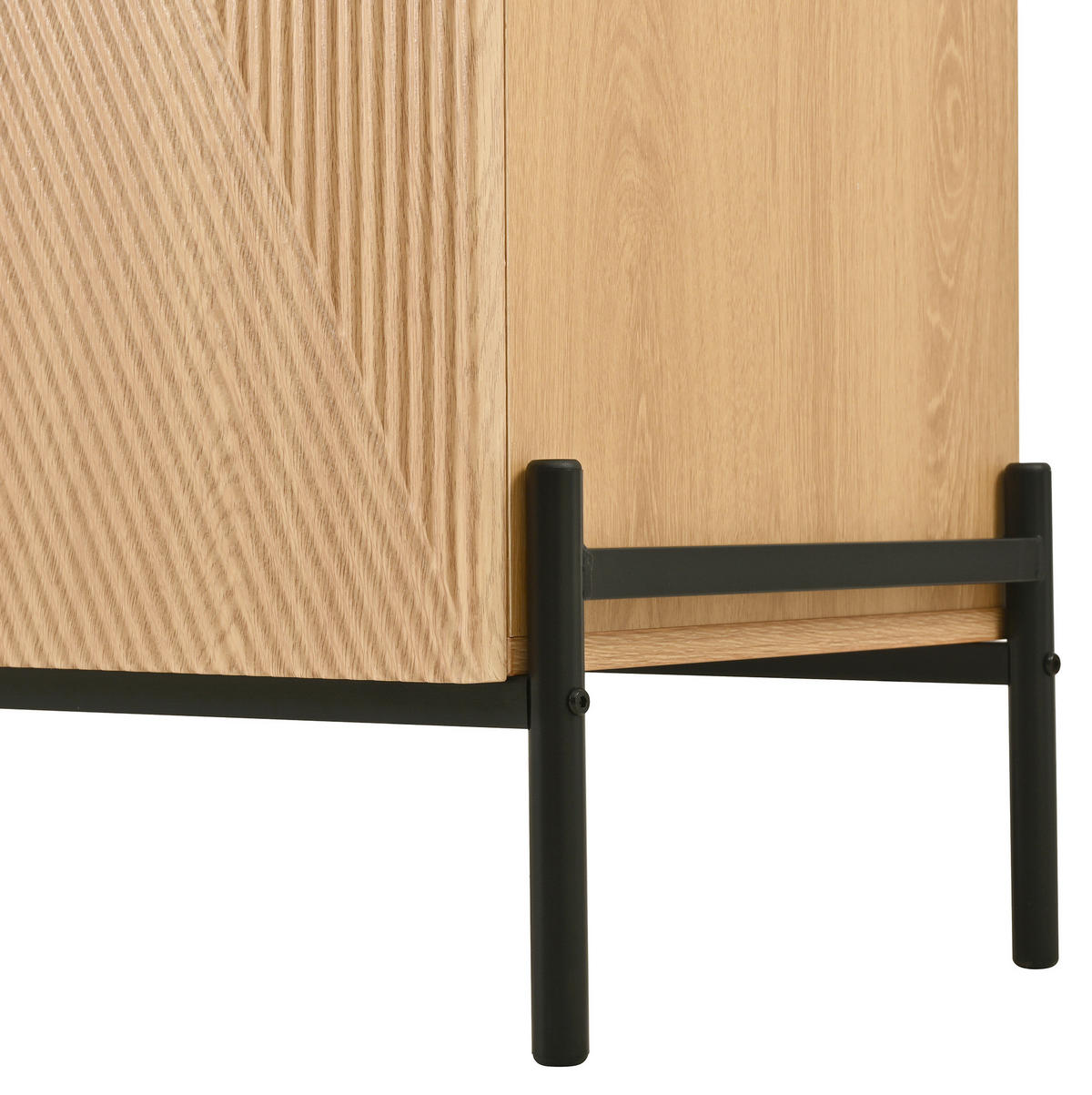 KOMODA od MDF-a 115,5x40x76 cm prirodna s dvokrilnim vratima, 3 ladice i geometrijskim frontama - prirodne boje, drvni materijal (115.5/76/40cm) - Modfu