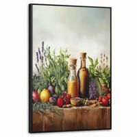 LEINWAND Bilder mit Rahmen - Stilleben - Kräuter - Gewürze - Früchte - Farbenfroh - 60x90 - Grün, Textil (60/90cm) - MuchoWow