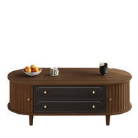 COUCHTISCH 100/50/36 cm Walnussholz Schwarz aus Holzwerkstoff mit 2 Rolltüren und 2 Schubladen - Walnussfarben, Holzwerkstoff (100/50/36cm) - OKWISH