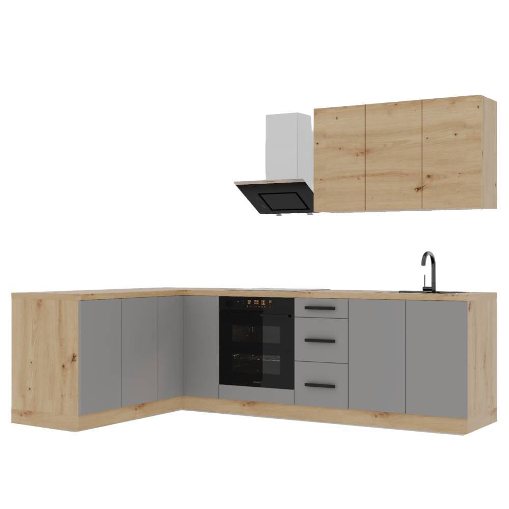 WINKELKÜCHE 270 cm Langen K99-M270 in Beige / Artisan Eiche - Beige/Eiche Artisan, Holz (270/212/170cm)