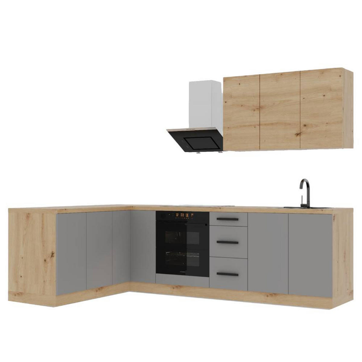 WINKELKÜCHE 270 cm Langen K99-M270 in Beige / Artisan Eiche - Beige/Eiche Artisan, Holz (270/212/170cm)