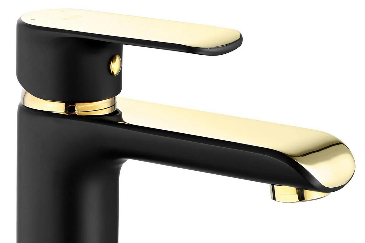 WASCHBECKENARMATUR Rea Bloom Black Gold High - Schwarz, Metall (4.8/30/15cm) - REA
