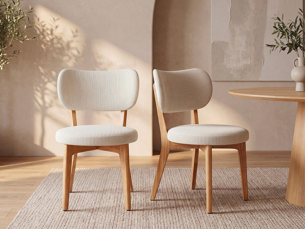 STUHL - 51 cm x 57 cm - Samt, Stoff - Weiß TORIEL - Weiß, Textil (51/82.5/57cm) - Vente-Unique