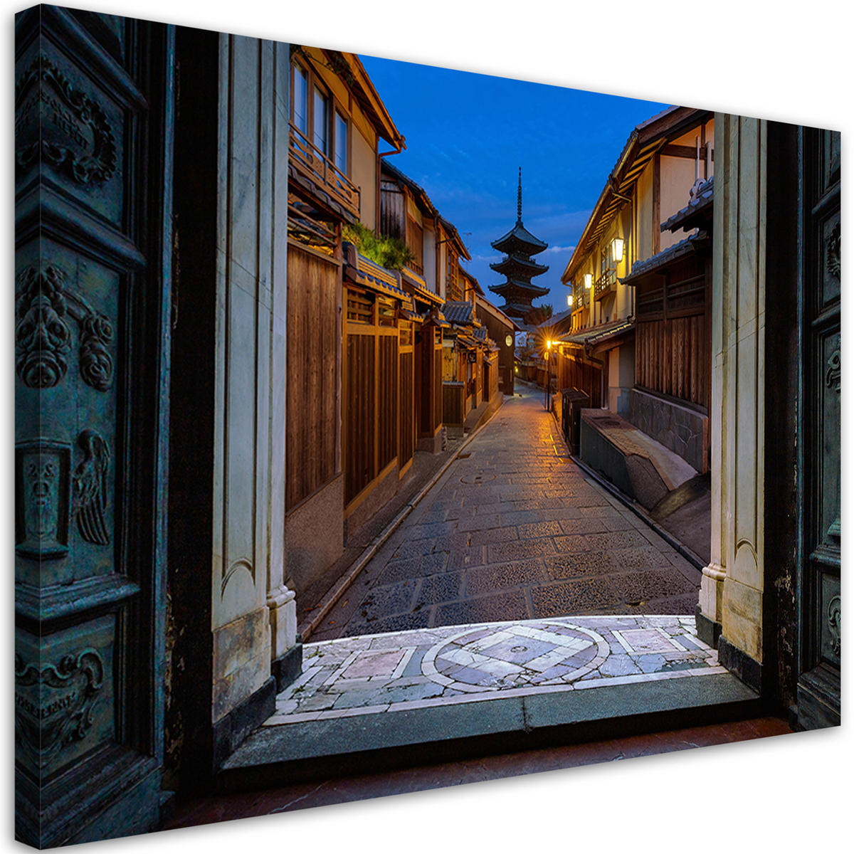 WANDBILD stadtansicht bei nacht japan - Braun, Textil (60/40cm) - Feeby