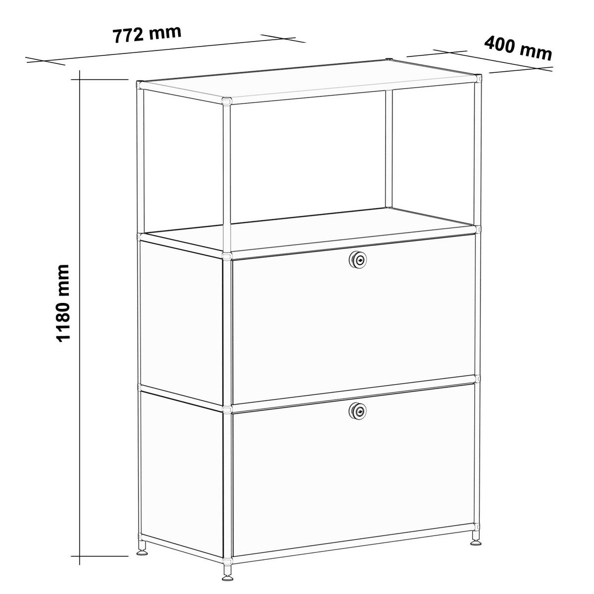 HOCHSCHRANK, 1 offenes Fach, 2 Klappen, Breite 77 cm, Anthrazitgrau - Chromfarben/Silberfarben, Metall (40/118/77.2cm) - Versee