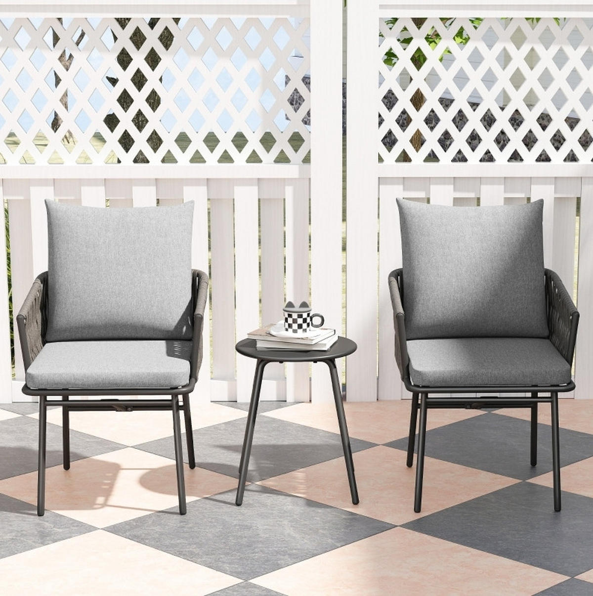 GARTENSET 58/69/63 cm Grau aus Stahl 3er Set - Grau, Metall - OKMYHOME
