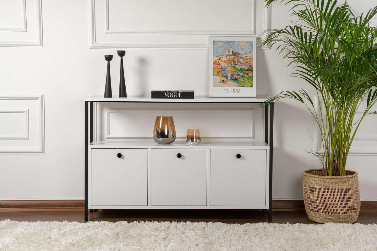 BUFFETSCHRANK solace weiss - Weiß, Holz (30/77/120cm) - Habitat Garten