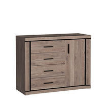 KOMMODE MALAGA 117/91/45cm mit 4 Schubladen 1 Türen Braun - Braun, Holzwerkstoff (117/91/45cm) - MASSENO