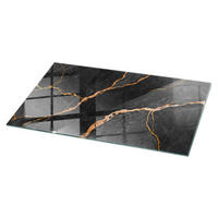 TISCHPLATTE 100x50 cm Marmoroptik mit Aderung - Rotbraun/Schwarz, Glas (100/50/0.4cm) - TULUP