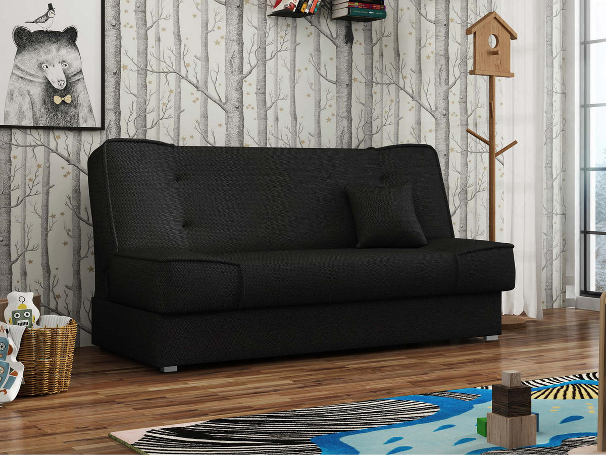 SCHLAFSOFA Gabi - Silberfarben/Schwarz, Holz/Kunststoff (175/80/80cm) - MIRJAN24