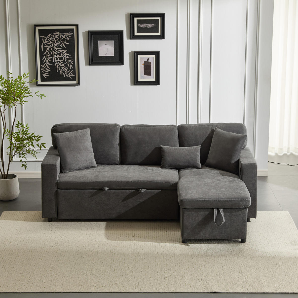ECKSOFA 215/131/85 cm Dunkelgrau - Dunkelgrau, Textil (131/215cm)