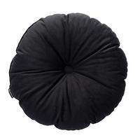 KISSEN Velvet rund, schwarz, 37cm - Schwarz, Textil (37cm) - Dekoria