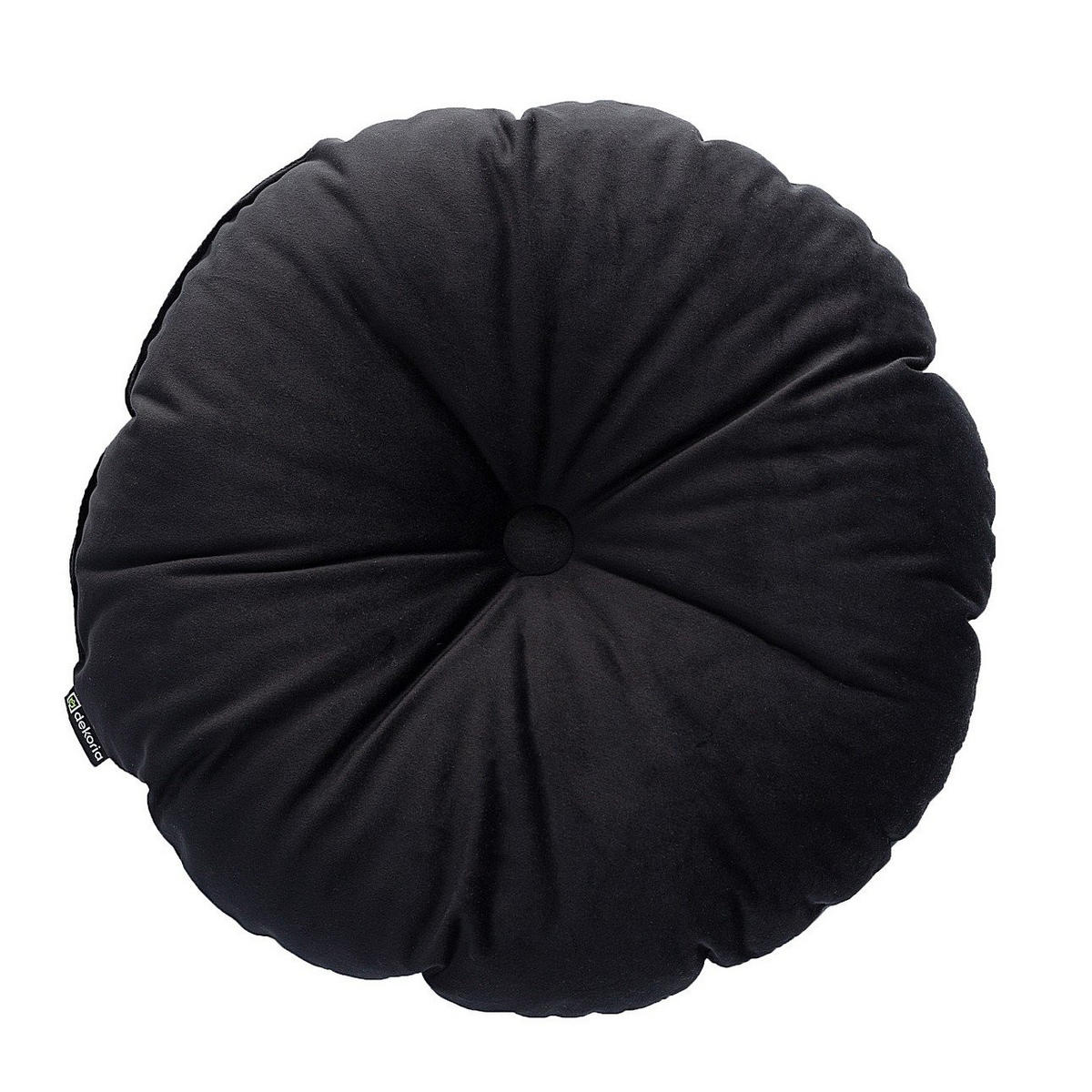 KISSEN Velvet rund, schwarz, 37cm - Schwarz, Textil (37cm) - Dekoria