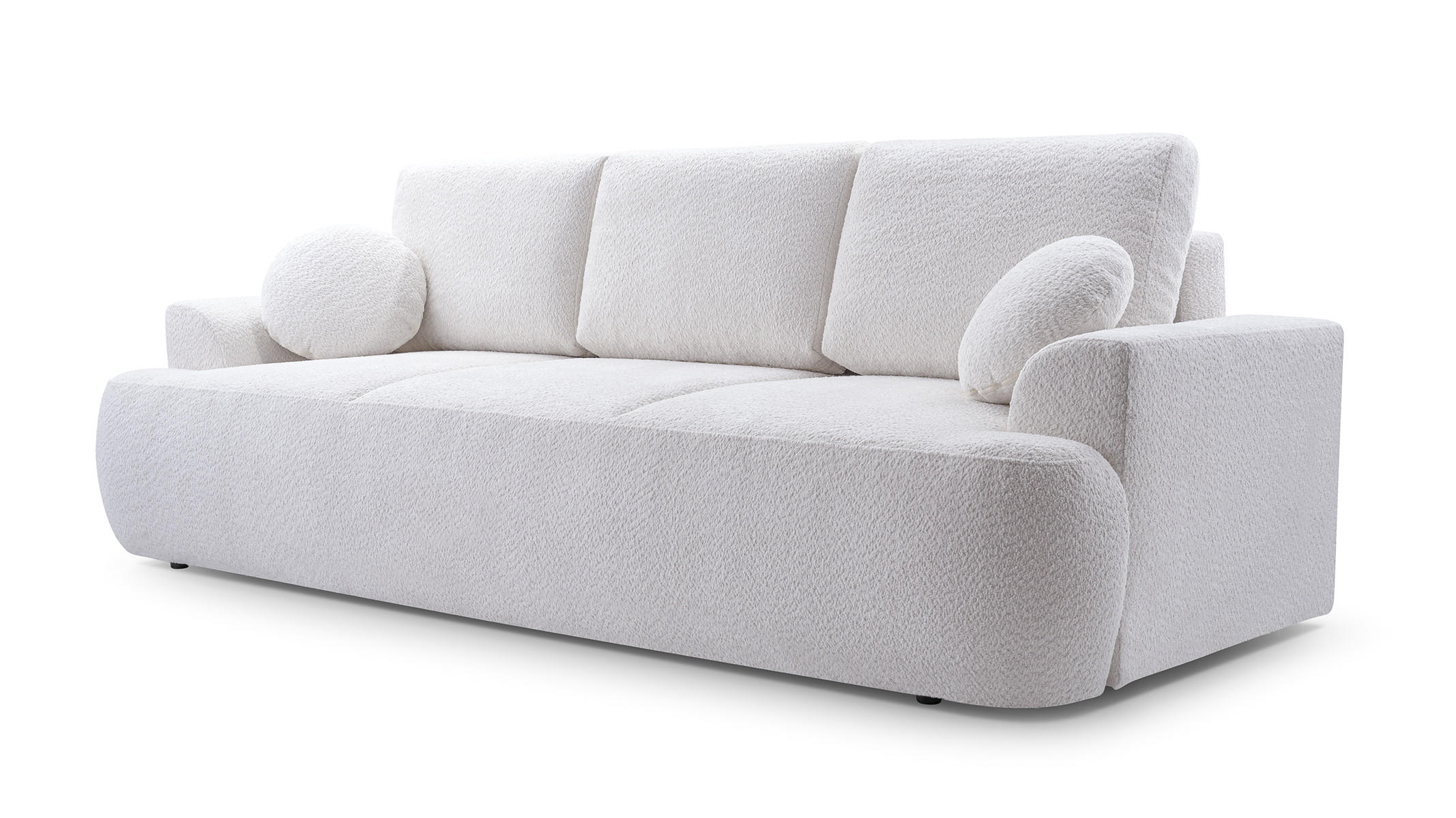 BETTSOFA FILO Weiß Bucle-Stoff mit Schlaffunktion - Weiß, Textil (110/94/248cm) - MASSENO