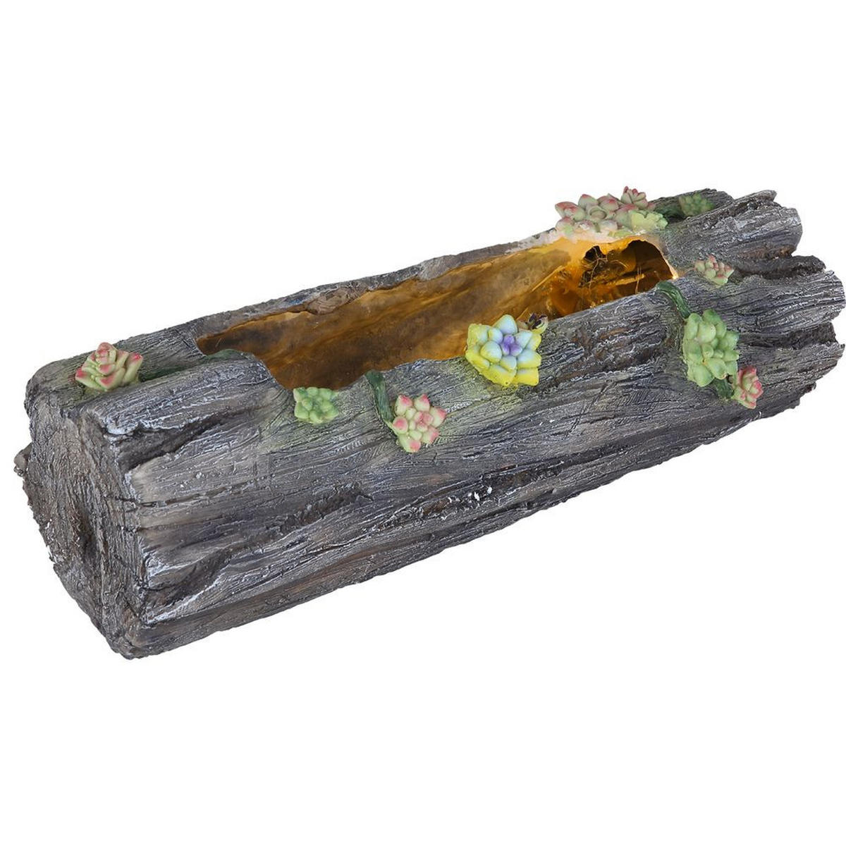 LED AUSSENLEUCHTE Baumstamm Grau Kunststoff - Grau, Kunststoff (44.3/17.3/13.5cm) - Globo Lighting