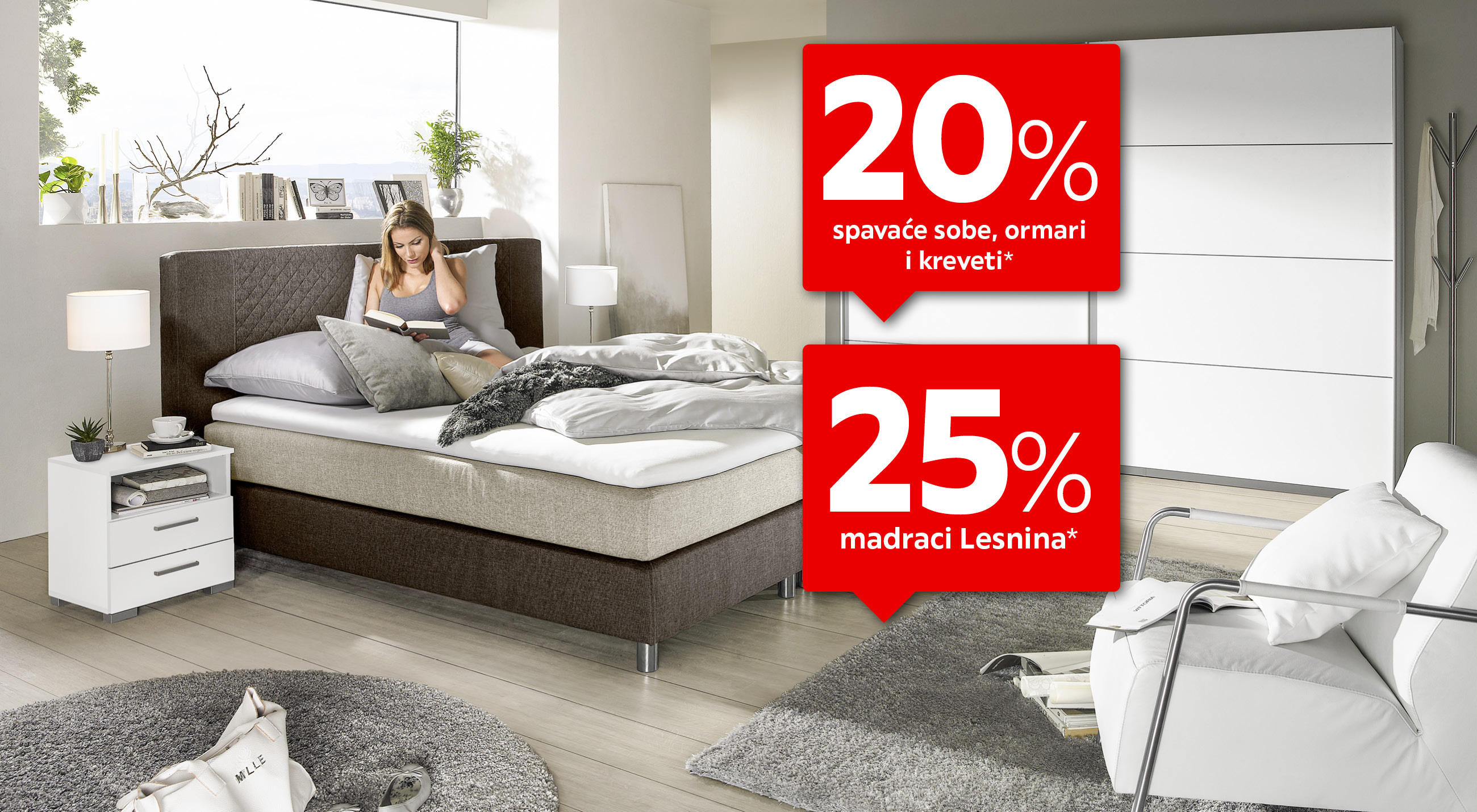 20% spavaće sobe, ormari i kreveti*, 25% madraci Lesnina*
