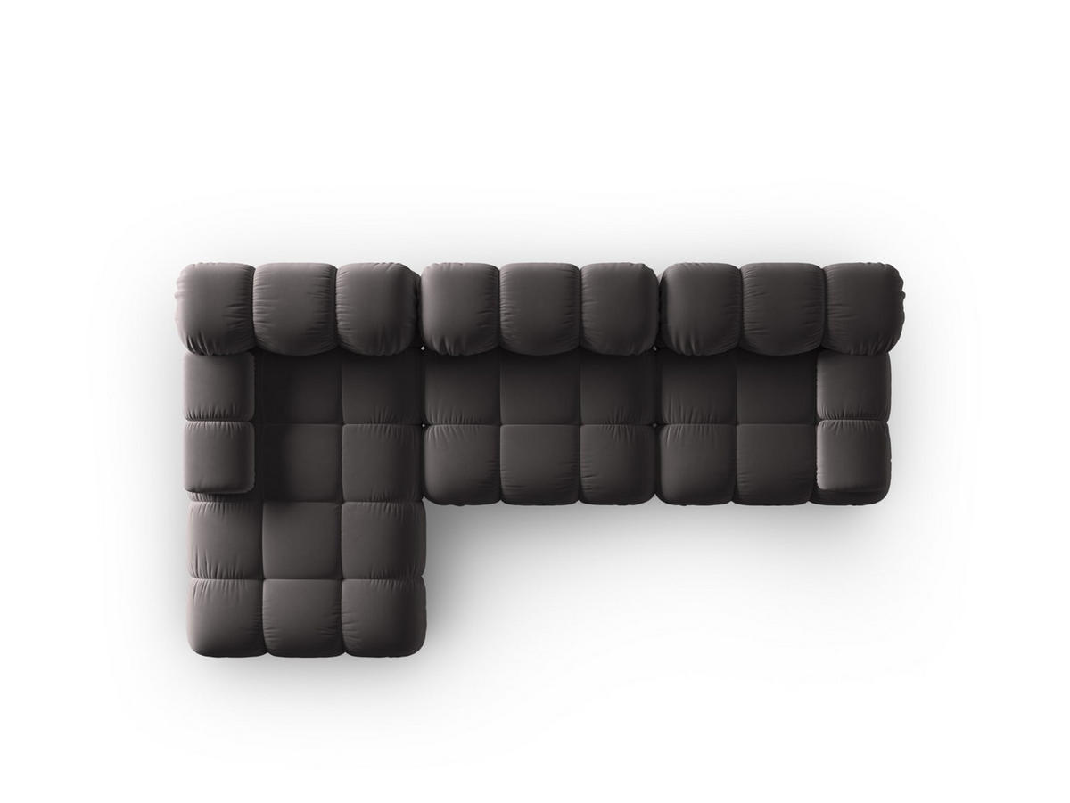 MODULARES-ECKSOFA links Bellis aus Samt dunkelgrau 4 Sitzplätze - Dunkelgrau, Textil (122/285cm) - Micadoni