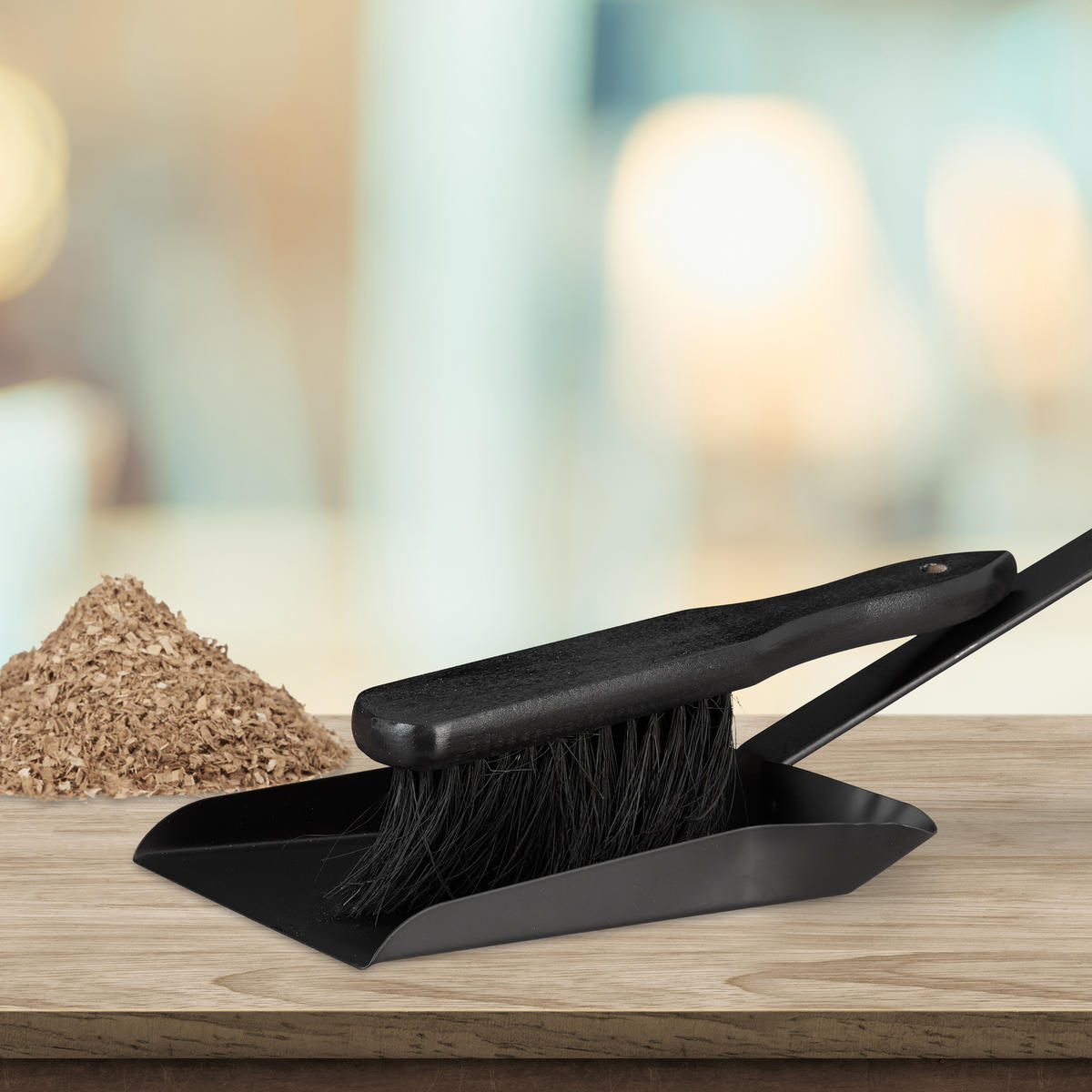 KEHRGARNITUR - Schwarz, Holz/Kunststoff (18/10/37cm) - Relaxdays