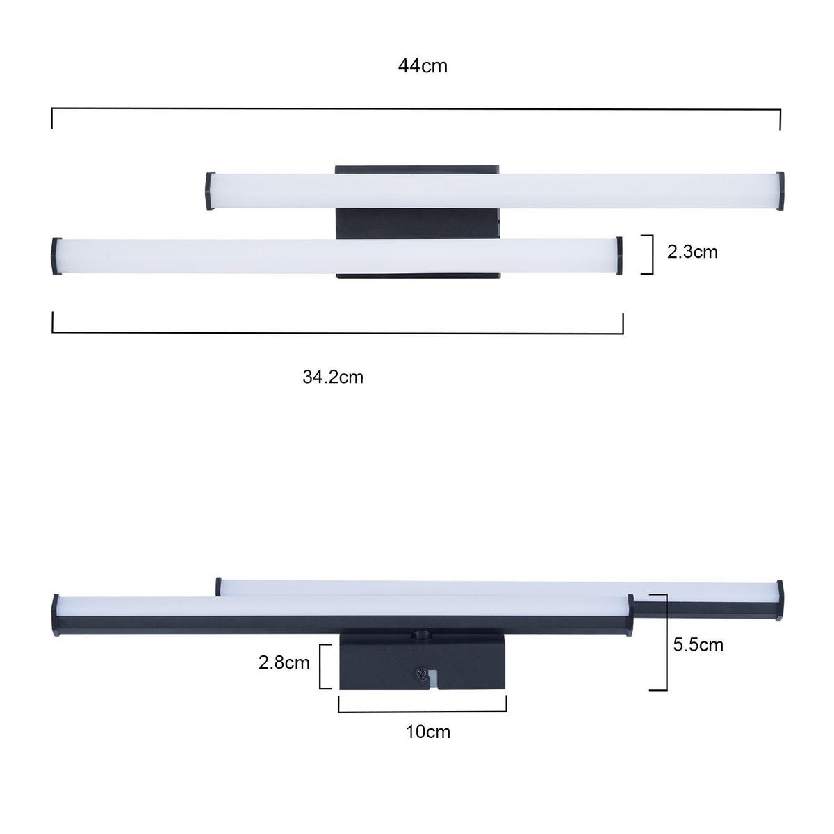 LED WANDLEUCHTE Nasseri - Schwarz, Metall (44/5.5/10cm) - Nettlife