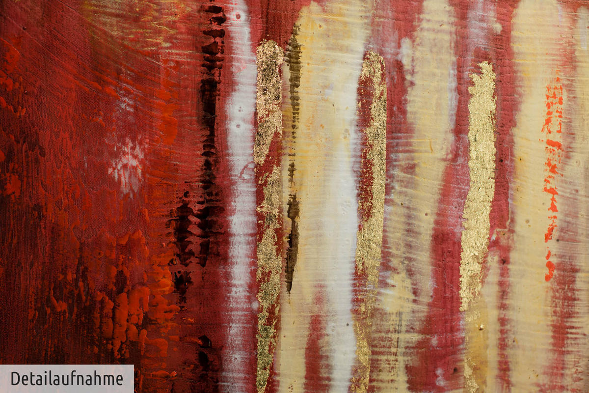 ACRYLBILD HANDGEMALT 150/50 cm - Rot/Braun, Holz/Textil (150/50cm) - KUNSTLOFT