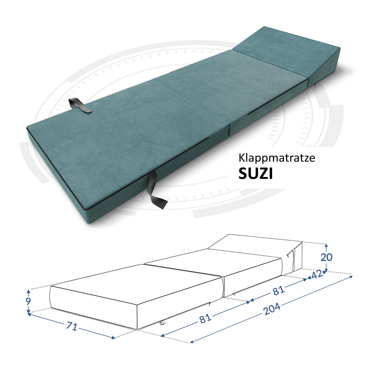 KLAPPMATRATZE SUZI MINI - Türkis, Textil (70/200cm) - FDM