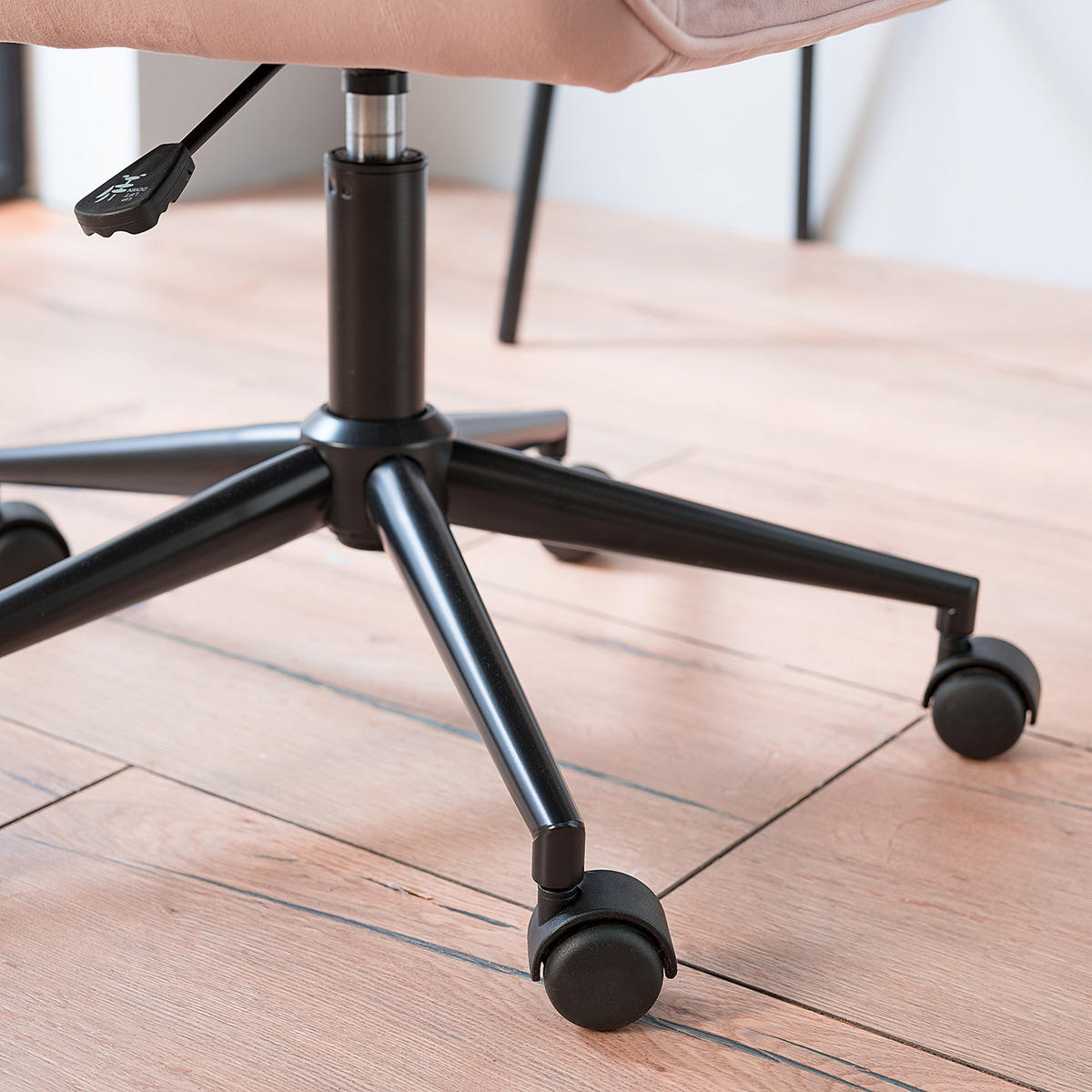 BÜROSTUHL - Samt - Schwarz/Altrosa, Kunststoff/Metall (56/80/56cm) - home24