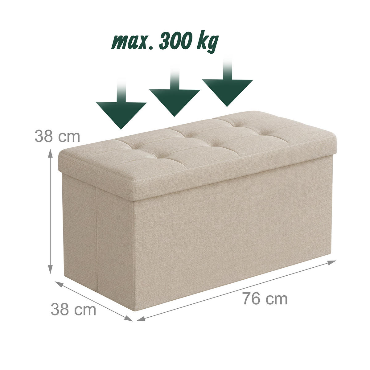 SITZBANK - Beige, Holzwerkstoff/Textil (76/38/38cm) - Relaxdays