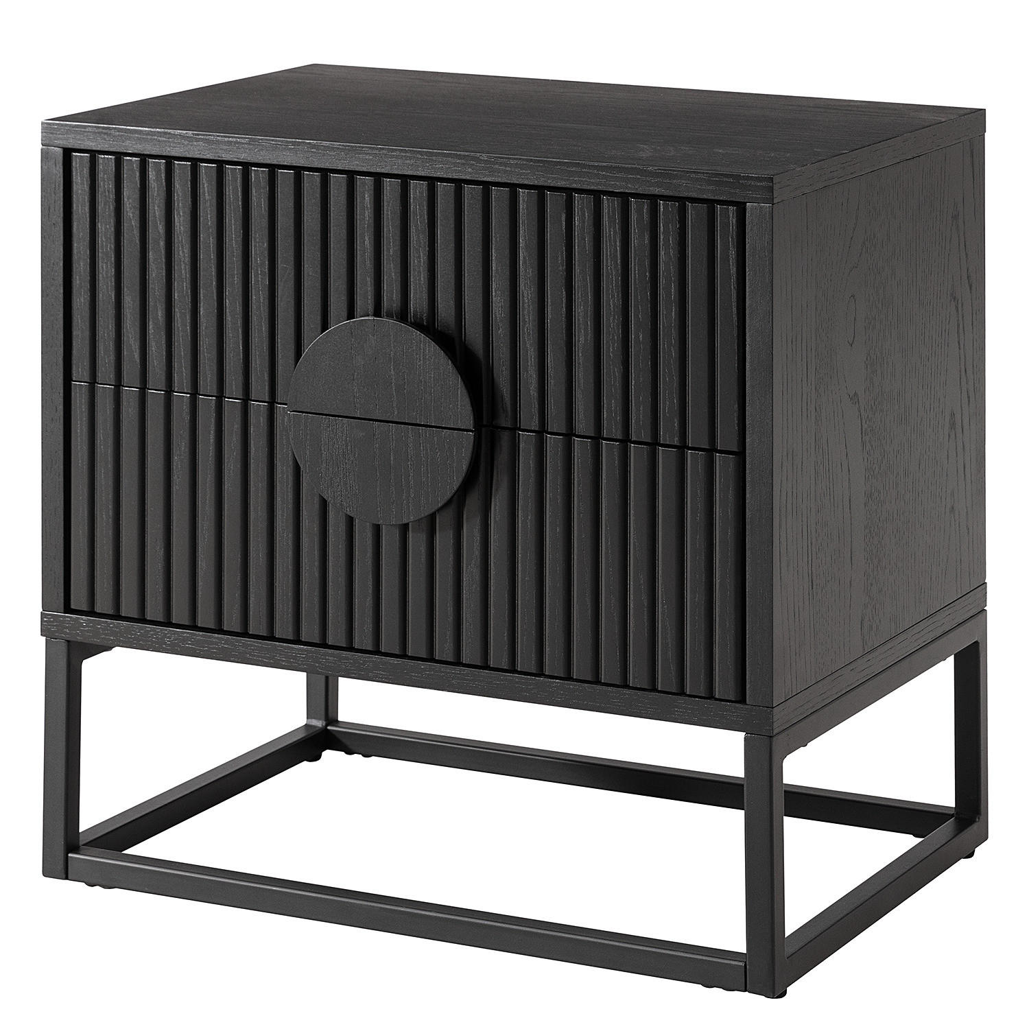 NACHTKOMMODE - MDF / Metall - Eiche - Eichefarben/Schwarz, Holzwerkstoff/Metall (55/55/40cm) - home24