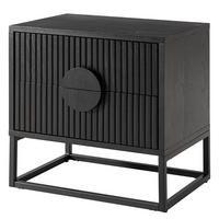 NACHTKOMMODE - MDF / Metall - Eiche - Eichefarben/Schwarz, Holzwerkstoff/Metall (55/55/40cm) - home24