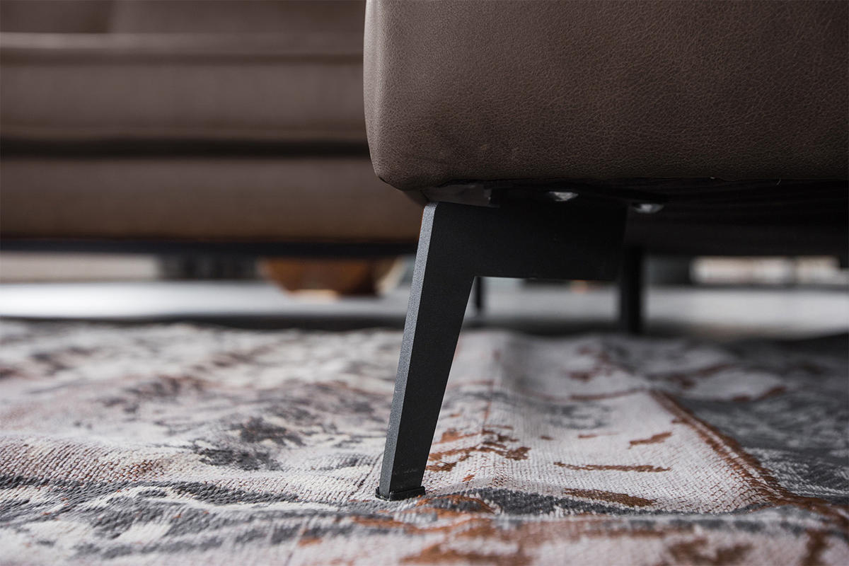 ECKSOFA BLOOM Dunkelbraun Leder - Dunkelbraun/Schwarz, Leder (276/177cm) - KAWOLA