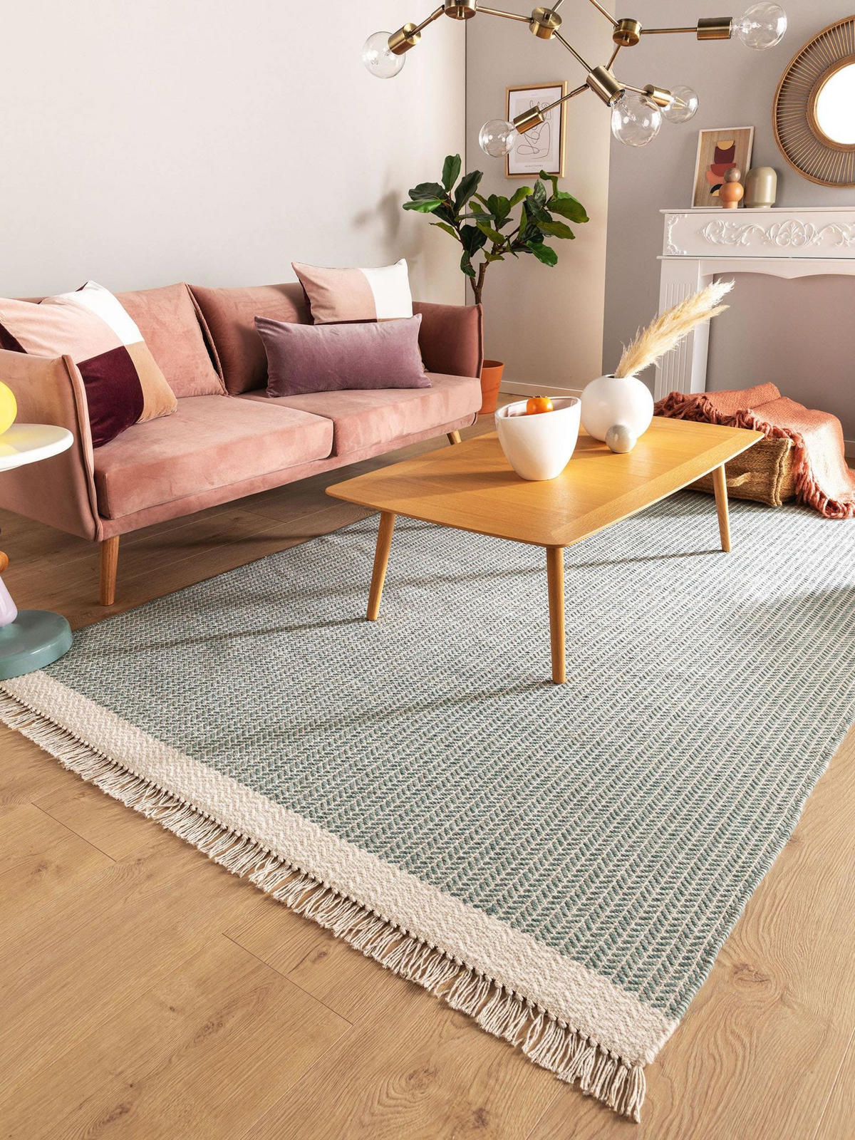 WOLLTEPPICH Kim Mint 160x230 cm - Mintgrün, Textil (160/1cm) - KUNSTLOFT