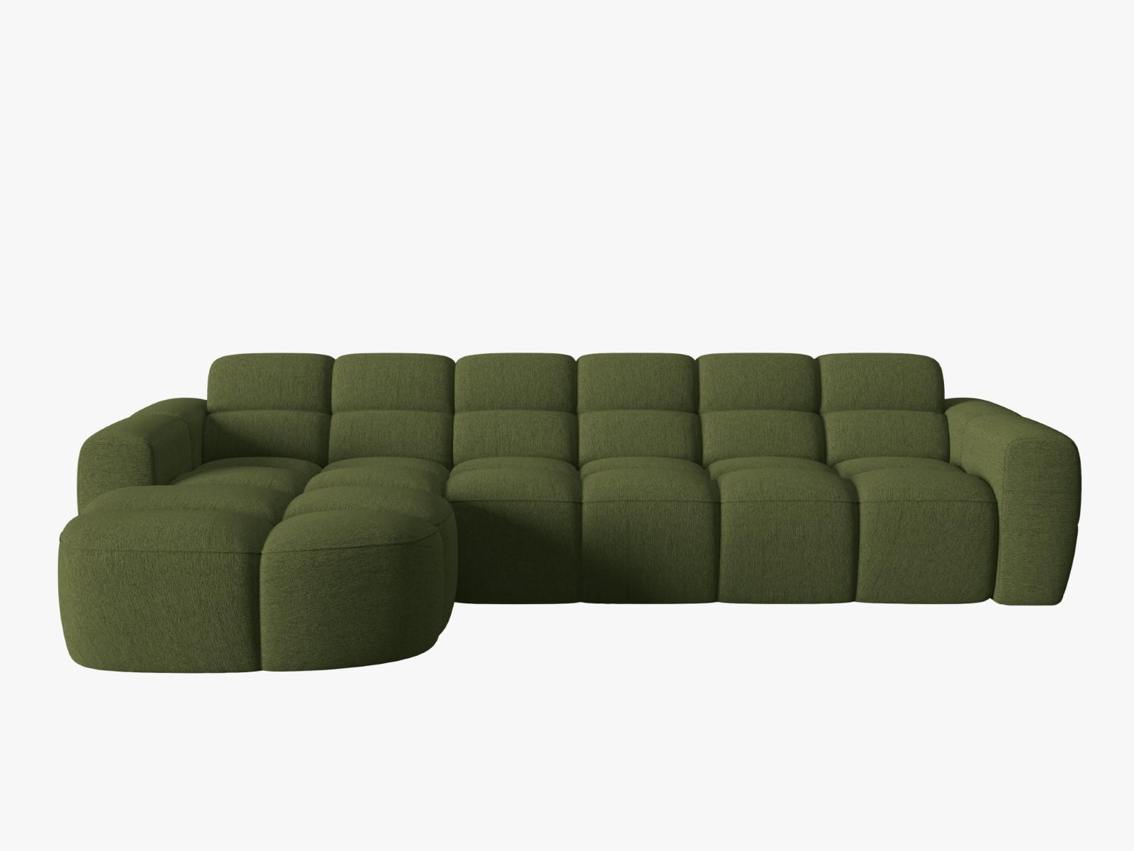 ECKSOFA links Lisa aus strukturiertem Stoff grün meliert 4 Sitzplätze - Grün, Textil (170/310cm) - Micadoni