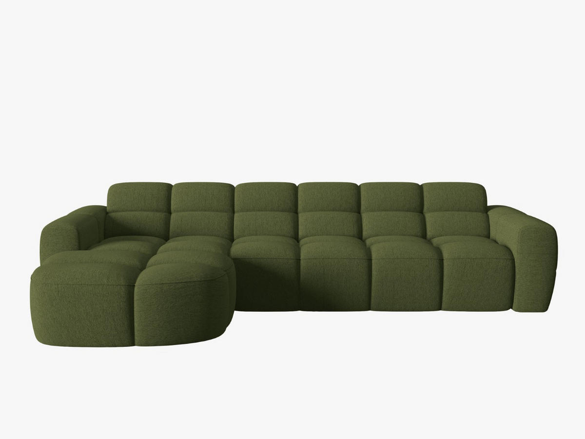 ECKSOFA links Lisa aus strukturiertem Stoff grün meliert 4 Sitzplätze - Grün, Textil (170/310cm) - Micadoni