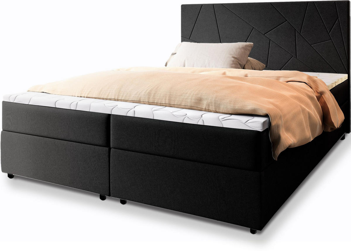POSTEL BOXSPRING MADO 180x200 cm, s matrací a úložným prostorem, černá - černá, kompozitní dřevo/textil (180/200cm) - MASSENO