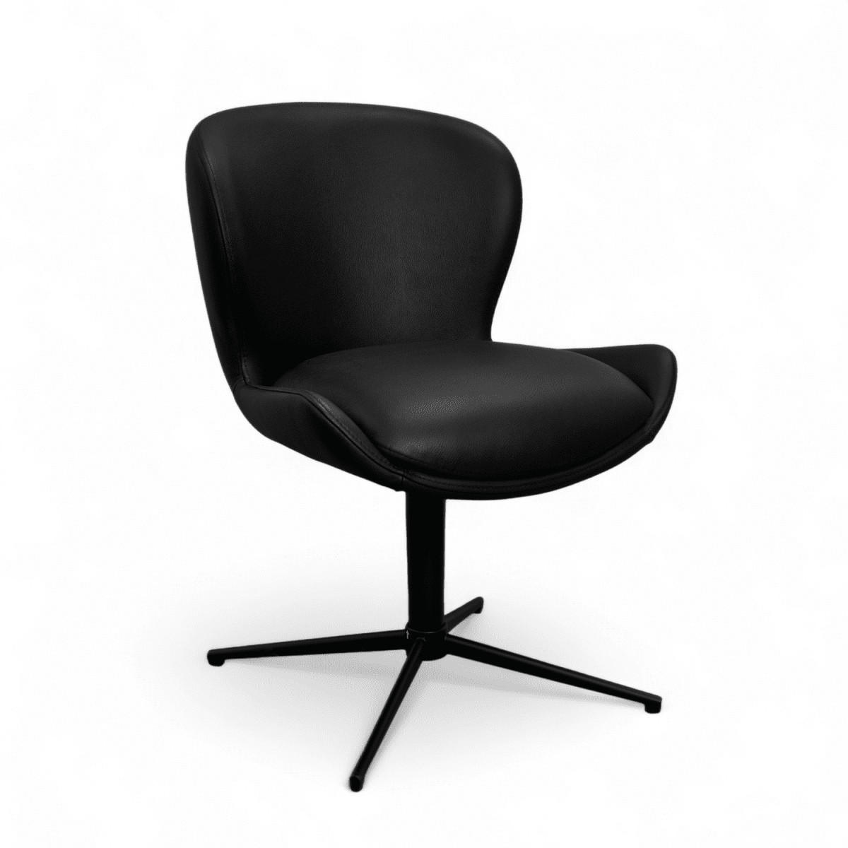 STUHL-SET 2 Stück in Echtleder Schwarz - Schwarz, Leder/Metall (57/83/63cm) - Furnhouse