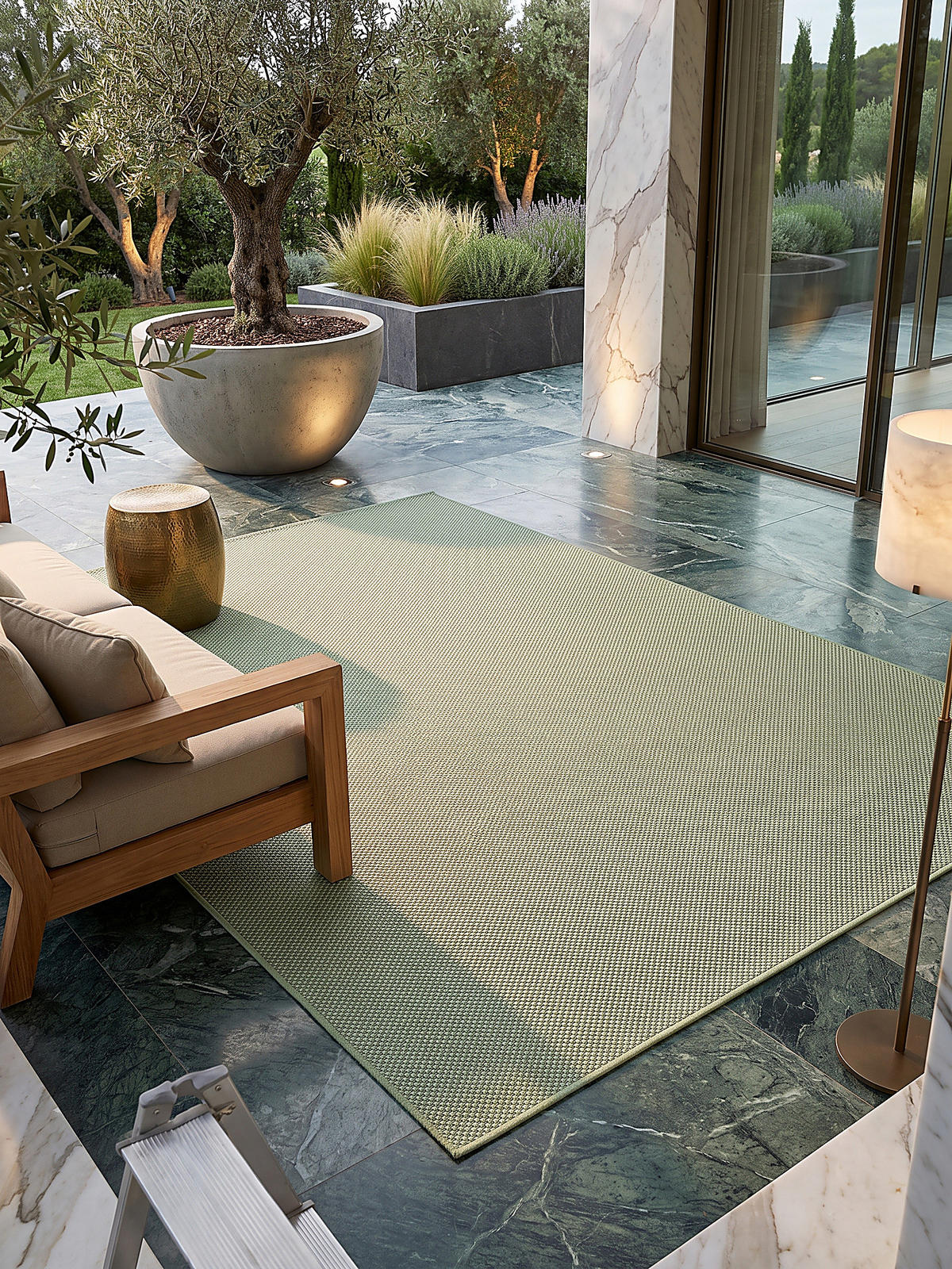 FLACHWEBTEPPICH Uni BORNO Polypropylen Grün 240 x 340 cm - Grün, Textil (240/340cm) - KADIMA DESIGN