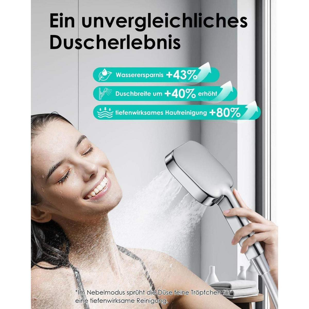 HANDBRAUSE Wassersparend 135mm Chrom - Silberfarben, Kunststoff (13.5/12.7/24cm)