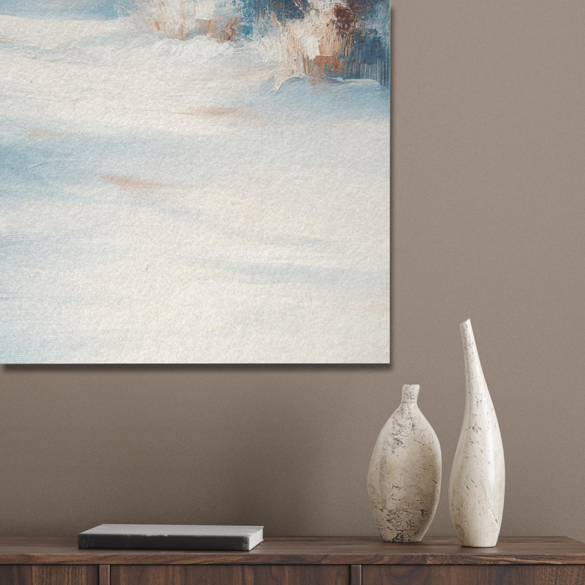AKUSTIKPANEEL Wald - Winter - Natur - Abstrakt - Schnee 60x80 cm - Weiß, Textil (60/0.9/80cm) - MuchoWow