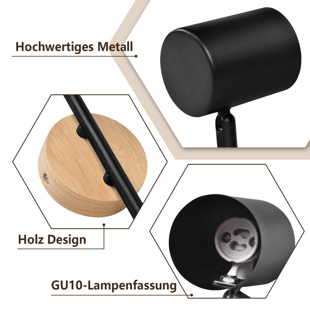 STRAHLER Lüneburg 2-flammig 28.5/6.5/16.5 cm - Schwarz, Metall (28.5/6.5/16.5cm) - Nettlife