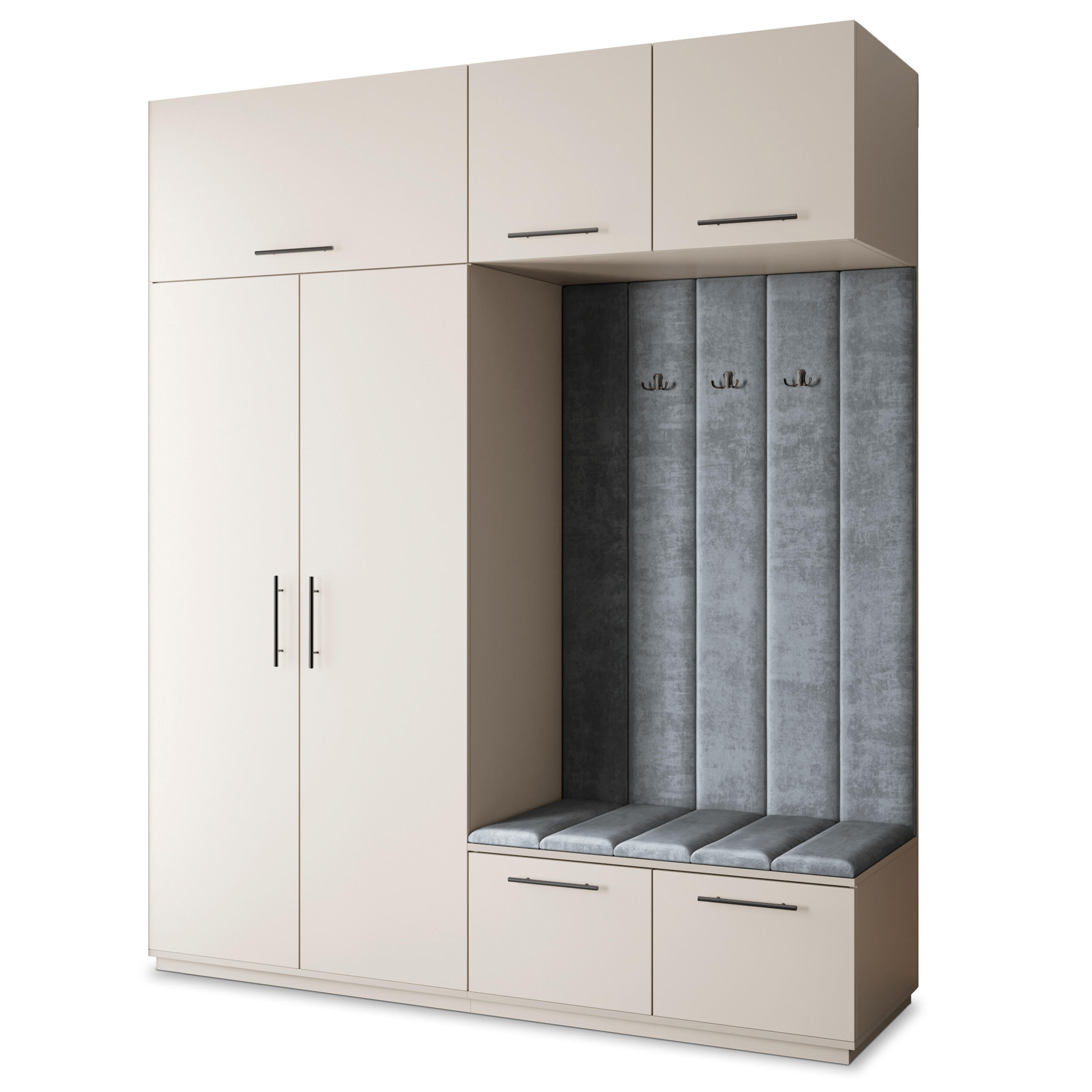 GARDEROBENSCHRANK REMA 200/240/60 cm Modern Garderobe-Set Kaschmir - Kaschmir/Grau, Holzwerkstoff (200/240/60cm) - MASSENO