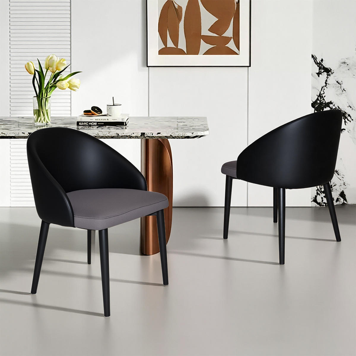 STUHL-SET DE-36247 2 Stück mit Mesh-Sitz Schwarz/Grau - Schwarz, Metall (56/75/50cm) - ComfortXL