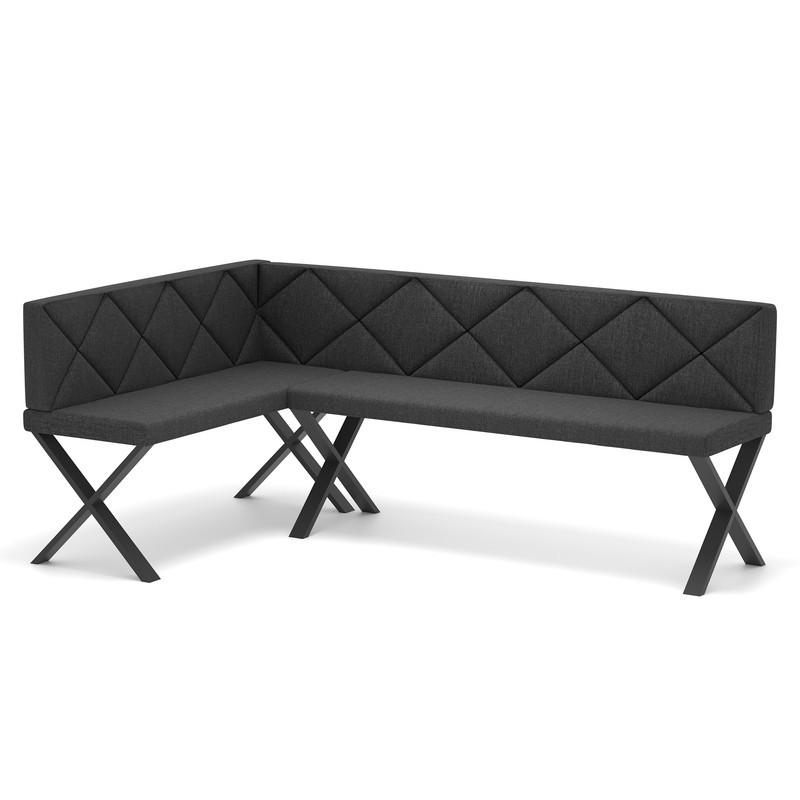 ECKBANK links VERO X Webstoff gesteppt, 142/196 cm Anthrazit - Anthrazit, Textil/Metall (142/196cm) - Idohome