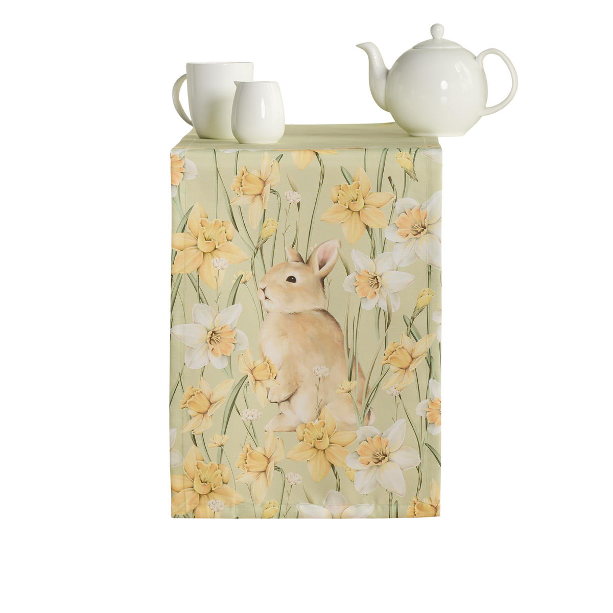 TISCHLÄUFER Daffelisbunny - Hellgrün, Textil (180/35/1cm) - home&you
