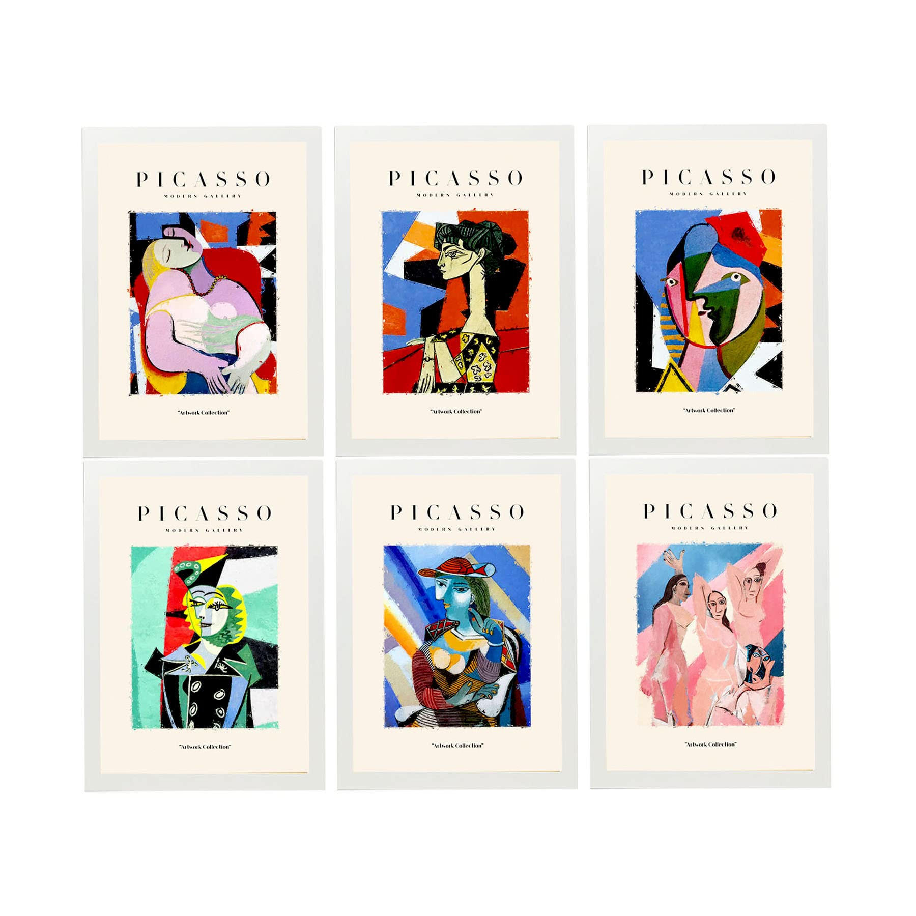 POSTER Set Mit 6 Illustrationen Von Pablo Picasso Körper A3 Weißer Rahmen - Weiß, Papier (29/3cm) - Nacnic