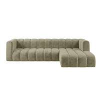 ECKSOFA Modulares In L-Form, Velvet-Stoff Riviera, Beige, Rechts, GRAND 318 cm - Beige, Holz (318/179cm) - Kaiser Möbel