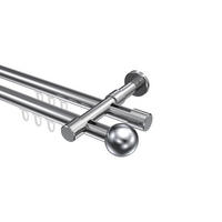 INNENLAUF-GARDINENSTANGEN-SET Prestige Luino 520 cm (geteilt in 4 x 130 cm), 2-läufig, 20 mm Ø Chrom - Chromfarben, Metall (520cm) - INTERDECO