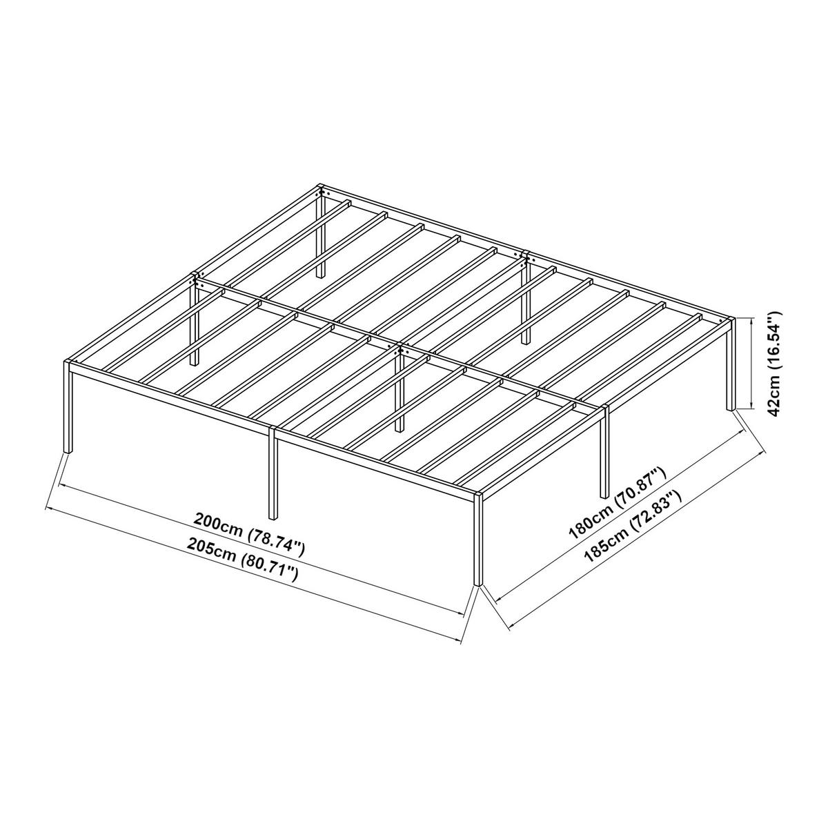 METALLBETT Vårdö - Schwarz, Metall (180/200cm) - [en.casa]