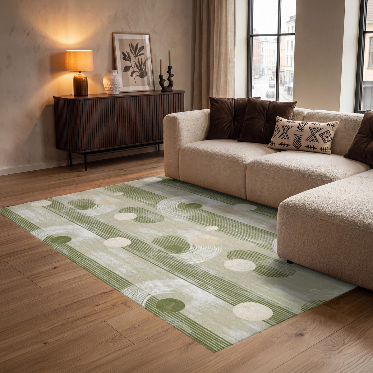 KOBERCE - Umelecké - Moderné - Zelené - 140x200 cm - olivovozelená, textil/plast (140/0.4cm) - OnlyWow